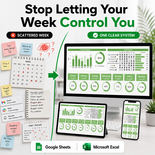 Weekly Planner Spreadsheet – Build Better Habits, Stay Focused & Make Every Week Count