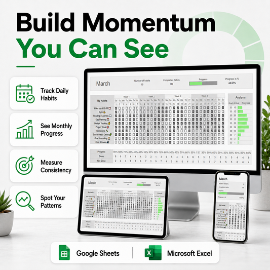 Habit Tracker Spreadsheet – Build Better Habits, Stay Consistent & See Your Progress