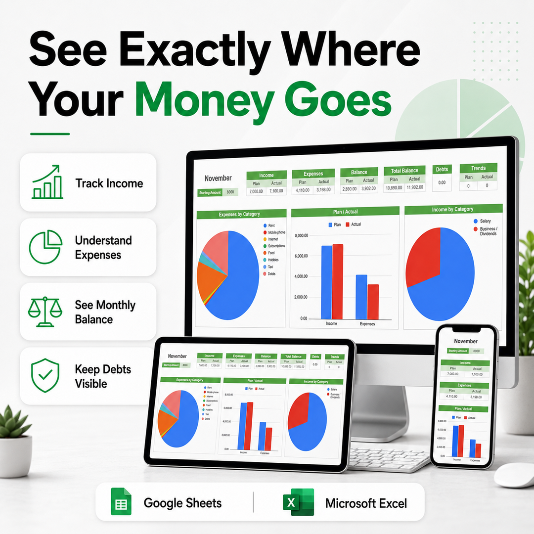 Finance Tracker spreadsheet – see exactly where your money goes