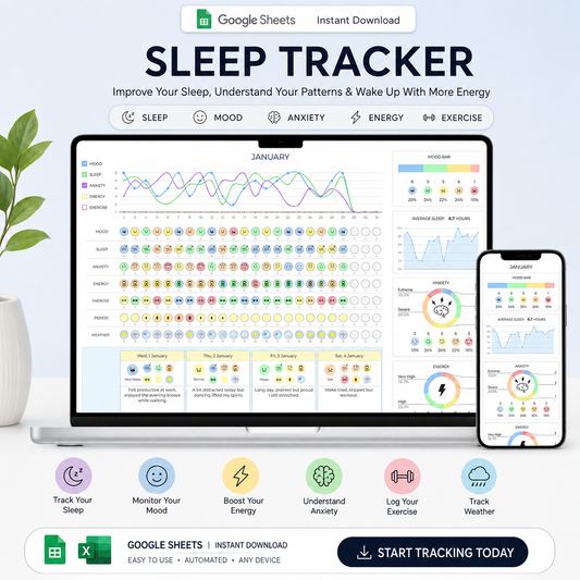 Sleep Tracker Spreadsheet – Improve Your Sleep, Understand Your Patterns & Wake Up With More Energy